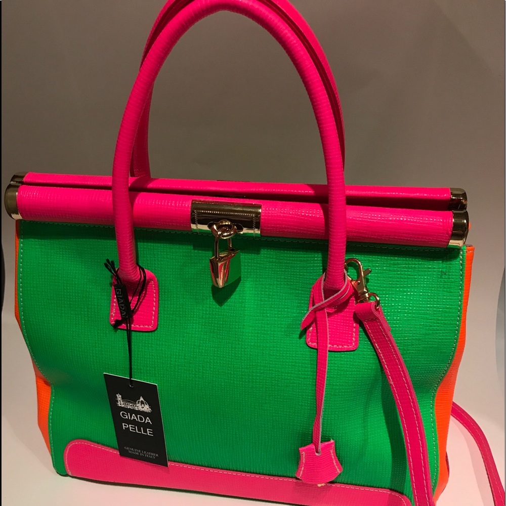 New kelly Hermès style neon handbag lock gold